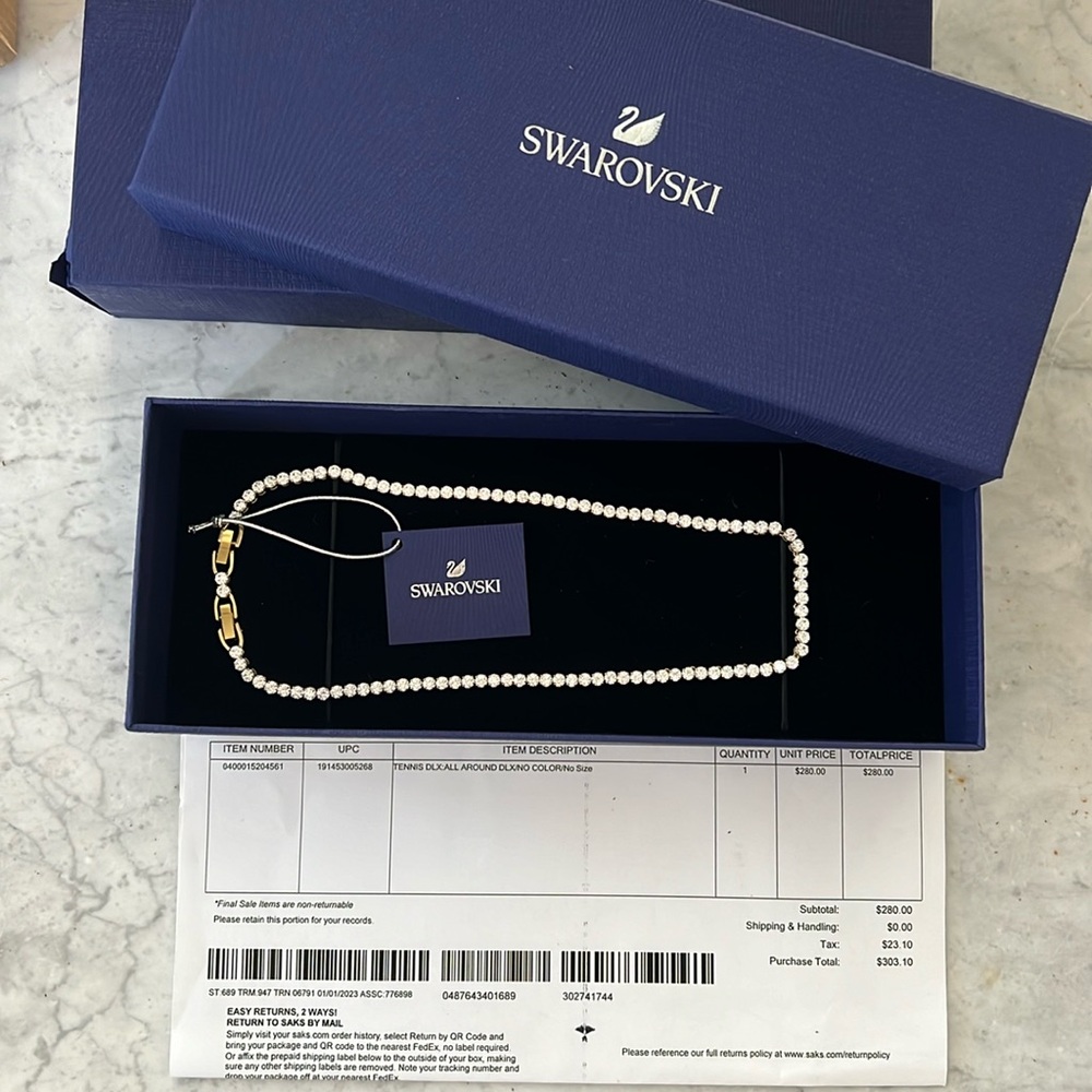 NIB Swarovski Crystal Tennis Necklace